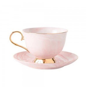 Ceramic Coffee Cup and Saucer Set Fashion Gold-plated Porcelain Tea Breakfast Milk Morning Milk Jug Cup