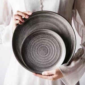 Japanese Vintage ceramic plate round trays decorative Fruit Steak dinner plate