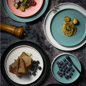 Тањири за вечеру Говеђи равни тањир Прибор за јело Округли тањир за десерт у једнобојној боји