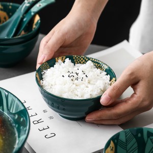 4.5 inch ceramic rice bowl porcelain tableware thread underglaze color glaze hand-painted ceramic bowl