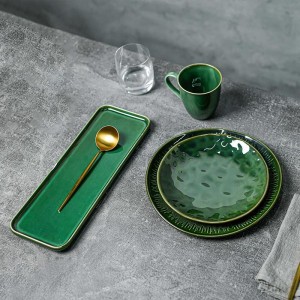 Green Jungle Collection – Hot Sale Unique Design Green Glossy Porcelain Dinnerware For Hotel, Restaurant, Event