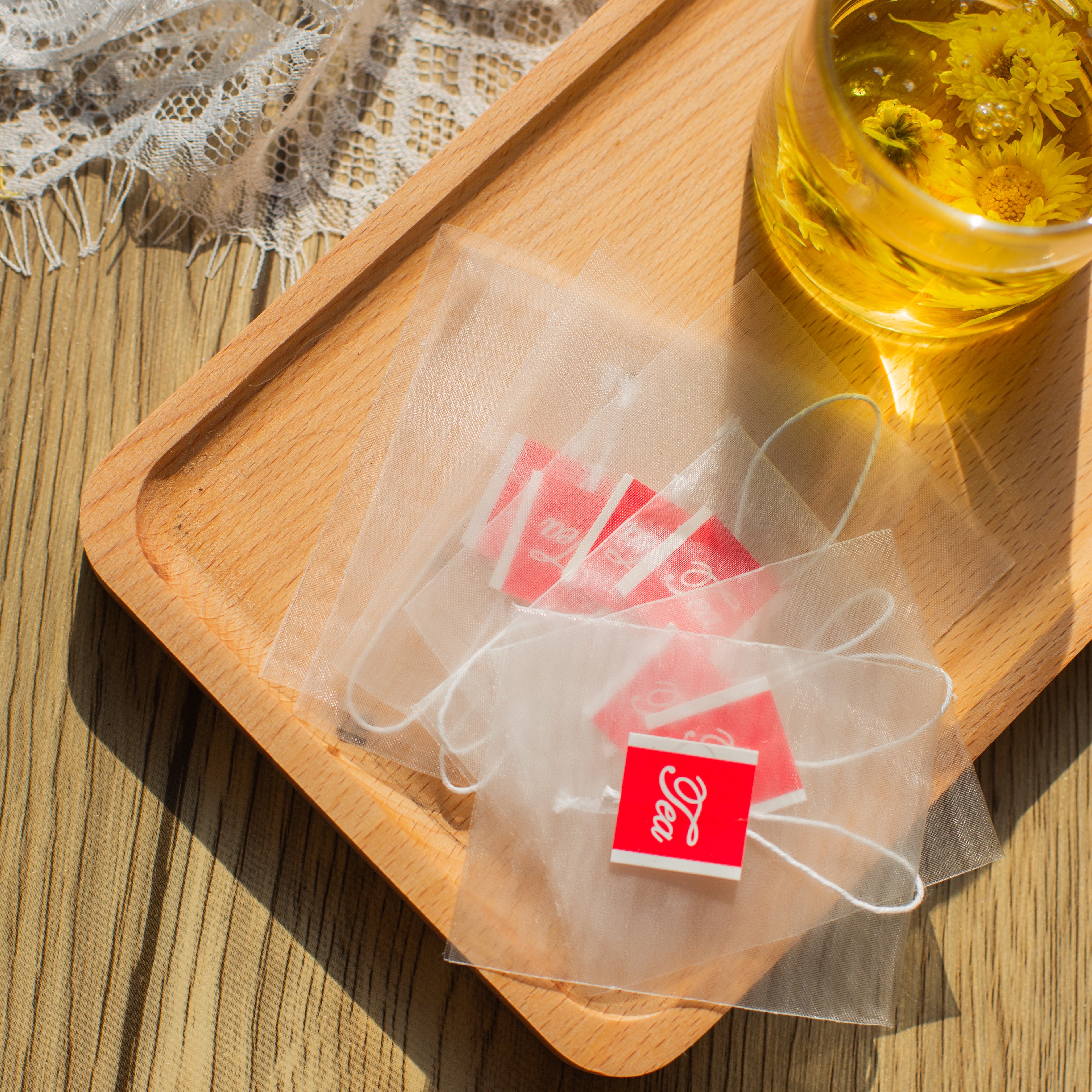 PLA mesh disposable tea bags eco-friendly nga materyal