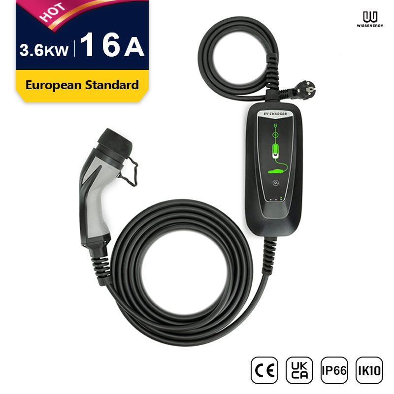 Chargeur portable Mode 2 EV (3,6 KW, 16 A, monophasé) Prise Schuko et connecteur de type 1/2 (câble de 16 pi/5 m)