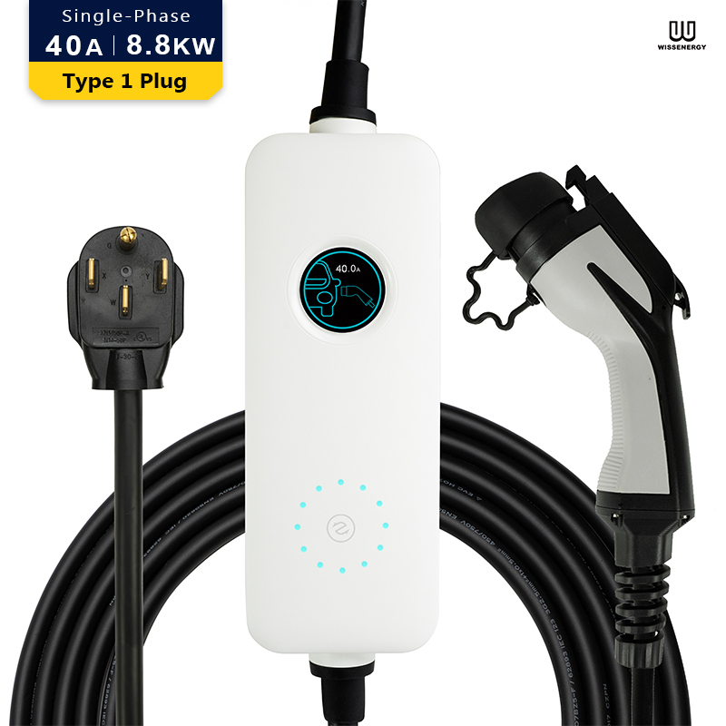 WS045 Level 2 Portable EV Charger (8.8KW, 40 A, 220V-240V AC, SINGLE-PHASE) NEMA 14-50 Plug&SAE J1772 Connector (25FT Cable)