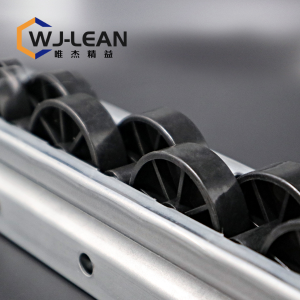 Componente de estantería de flujo de rodillos múltiples de acero con rueda plástica tipo 40, venta directa de fábrica