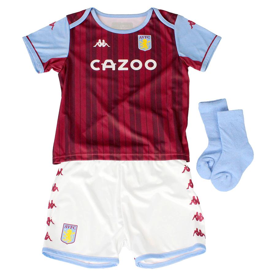 Aston Villa Kid Soccer Jersey Whole Kit(Jersey+Short+Socks) Home Replica 2021/22