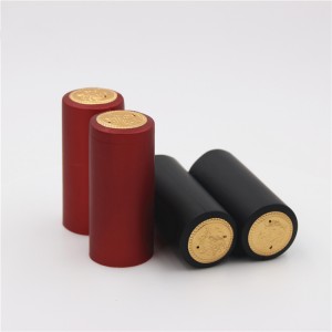 kapsul heat shrink PVC warna merah dan hitam untuk botol anggur