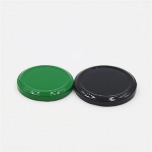 Metal twist off cap for jars black and green color