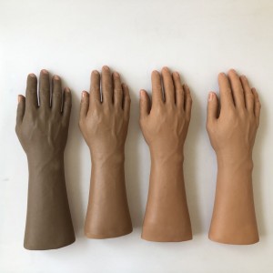 Medical grade rubber Beauty prosthetic silicone hand Cosmetic glove na may filed na Maikli
