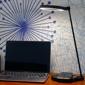 Lámpara de escritorio LED, cargador inalámbrico, 5 niveles regulables, protección ocular táctil, lámpara de escritorio