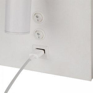 Candeeiro de parede LED de metal estilo simples e moderno com candeeiro de cabeceira com porta USB