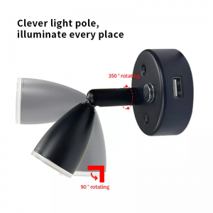 LED Spotlight Reading Light USB အားသွင်းခြင်း အိပ်ရာဘေးနံရံ မီးအိမ်