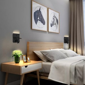 Lampu Baca Samping Tempat Tidur Headboard LED Hotel Lampu Dinding Logam Besi Modern