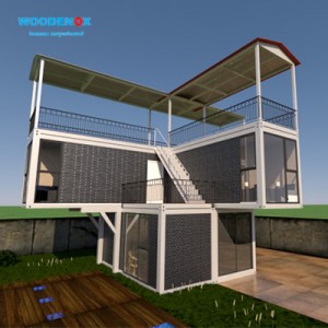 การออกแบบที่อยู่อาศัย Flat Pack Container House WFPH35 – บ้านสำเร็จรูปแบบขนานเพียงไม่กี่ตู้สามห้อง