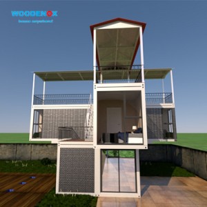 การออกแบบที่อยู่อาศัยบ้านคอนเทนเนอร์แพ็คแบน WFPH35 - บ้านสำเร็จรูปคู่ขนานคอนเทนเนอร์ไม่กี่ห้องสามห้อง