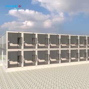 Talaba kvartirasining dizayni tekis paketli konteyner uyi - bir nechta konteynerli parallel prefabrik uy uch qavatli