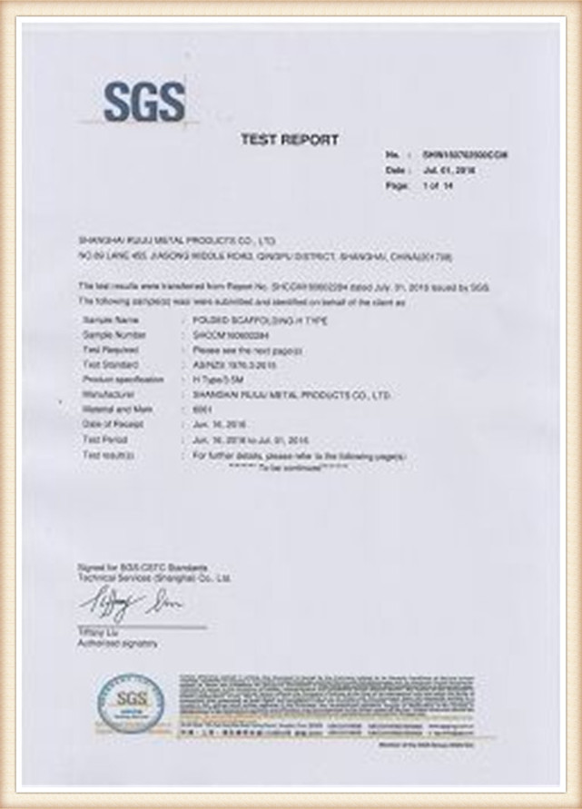 Foldable Scaffold Test Report