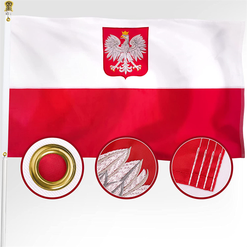 Bordir Bendera Ensign Polandia Dicetak untuk Taman Mobil Tiang Gambar Unggulan
