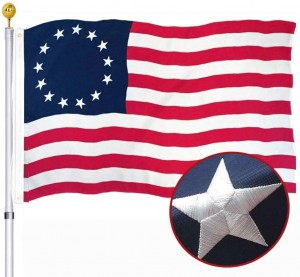 Vez zastave Betsy Ross s otisnutim stupom Vrt s čamcem