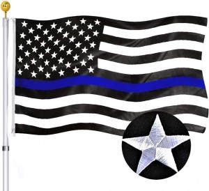 Bendera Garis Biru Tipis AS untuk Taman Perahu Mobil Tiang Bendera