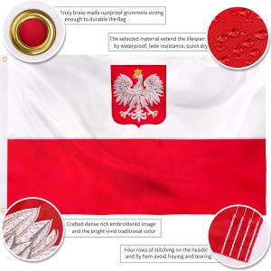Vyšívanie vlajky Poľska pre Pole Car Garden