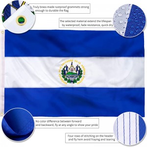 Vezenina salvadorske zastave, natisnjena za vrt čolna Pole Car