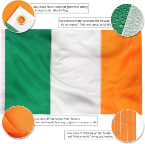 Bandiera Irlandese Ricamata Stampata per Pole Car Boat Garden