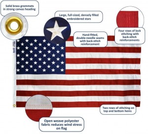 48 Stars American Flag Embroidery Tejede polu Car Boat Garden