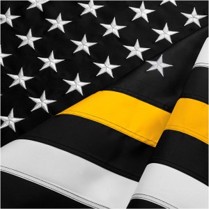 फ्लैगपोल कार बोट गार्डन के लिए अमेरिकी पतली पीली रेखा वाला झंडा