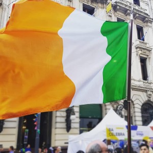 Haft irlandzkiej flagi wydrukowany dla ogrodu łodzi na słupie samochodowym