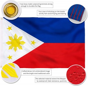 Broderie de drapeau philippin imprimée pour le jardin de bateau de voiture de poteau