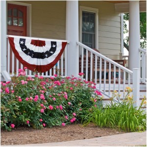 Bordado de bandeira de abanico plisado de 13 estrelas de EE. UU. para decoración de xardíns