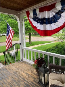 Bandeira de leque plissada 13 estrelas dos EUA para decoração de jardim