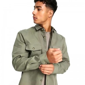 DESIGN Overshirt Shacket In Khaki For Men's