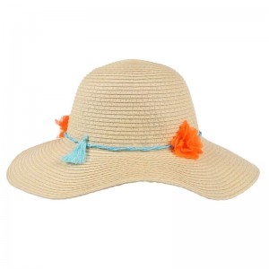 Słomkowy kapelusz przeciwsłoneczny Mayla dla dzieci, kremowy