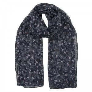Dame Peggie III trykt skjerf Navy Ditsy Floral