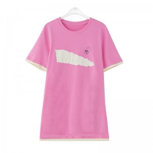 थोक 2022 फेसन छोटो बाहुला टी-शर्ट महिला गुलाबी शीर्ष