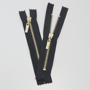 China Factory Custom Metal Zipper Brass, Antique Brass, Aluminum, Black Nickel Teeth Close End With Autolock Slider YG Slider