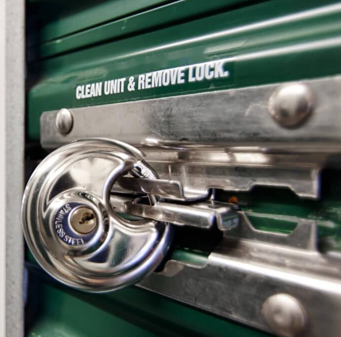 Top lock for self-storage or mini storage facility