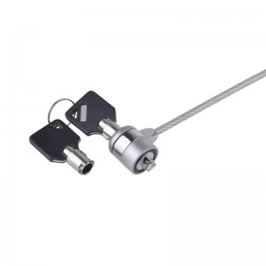Apsaugos kabelis Užraktai su raktu nešiojamojo kompiuterio užraktas, įprasta galvutė su 5 pėdų kabeliu, sidabrinė WS-LCL04