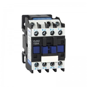 12 Amp four level (4P) AC contactor CJX2-1204, voltage AC24V- 380V, silver alloy contact, coil e hloekileng ea koporo, matlo a sa sebetseng lelakabe