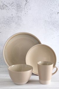 Flamed Stoneware Dinner Set with reactive glaze