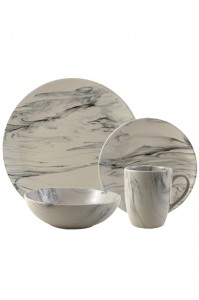 Factory Supply Ceramic Saucer - 16pcs Marble Design Stoneware Tableware – WELLWARES