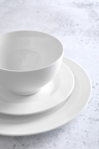 12-piece embossed design white porcelain tableware set