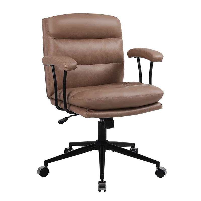 Mid Back Executive Office Chair Ergonomic Leather Desk Chair for Home Swivel Chair