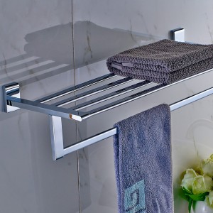 Balneo Linteo Shelf cum Holder Angl Simplex Aes Bath Towel Rack with Double Towel Bar Wall Mount