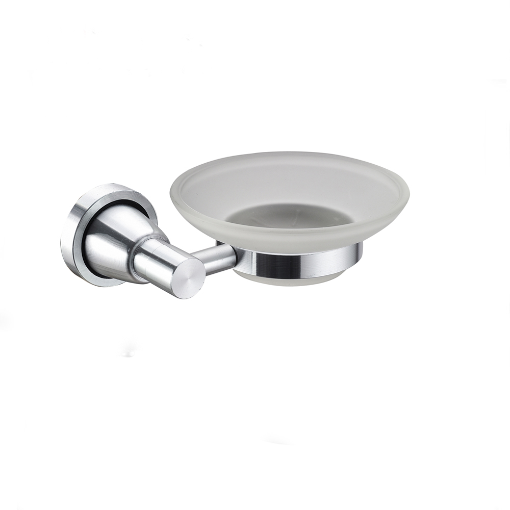 Serie de accesorios de baño, bandexa de xabón individual, soporte para pratos de vidro de parede de aleación de aluminio para baño17604