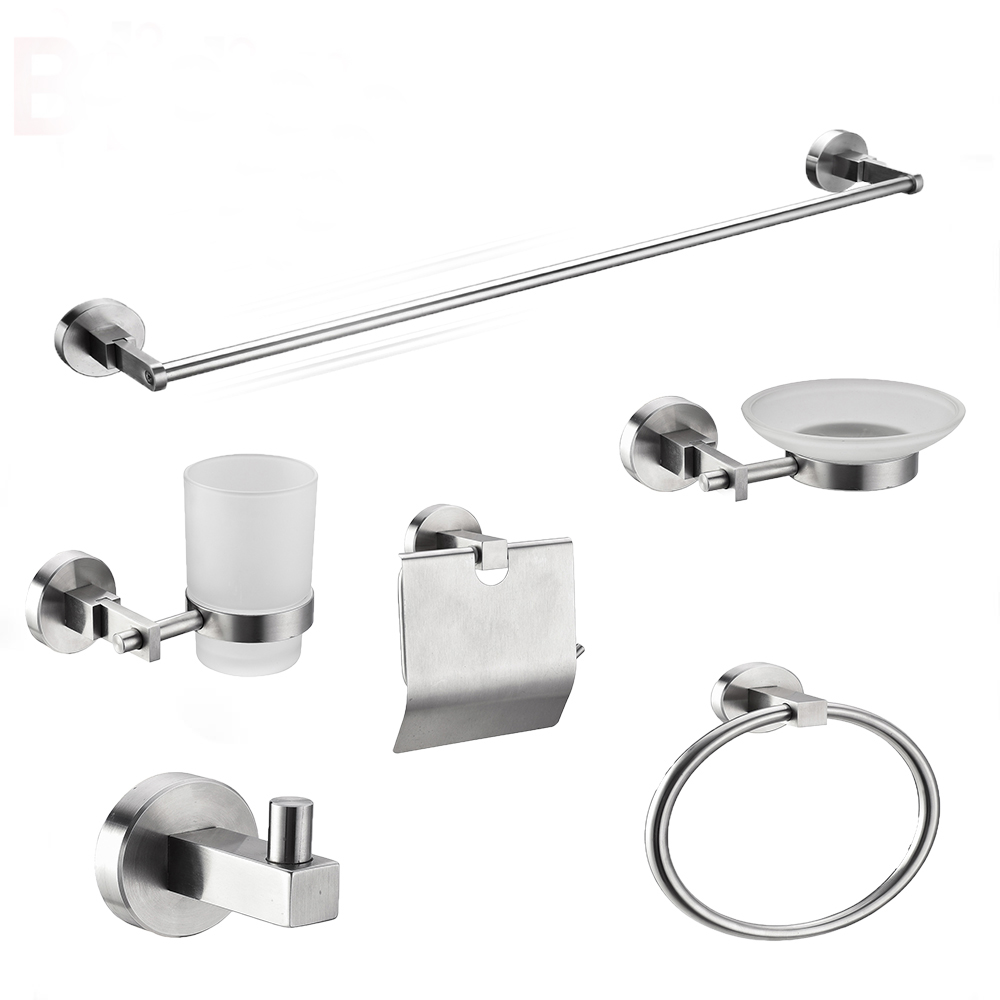 Sanitary Ware Accessories Stainless Steel 304 Wall Mounted Bathroom Set 6 Pieces 6800