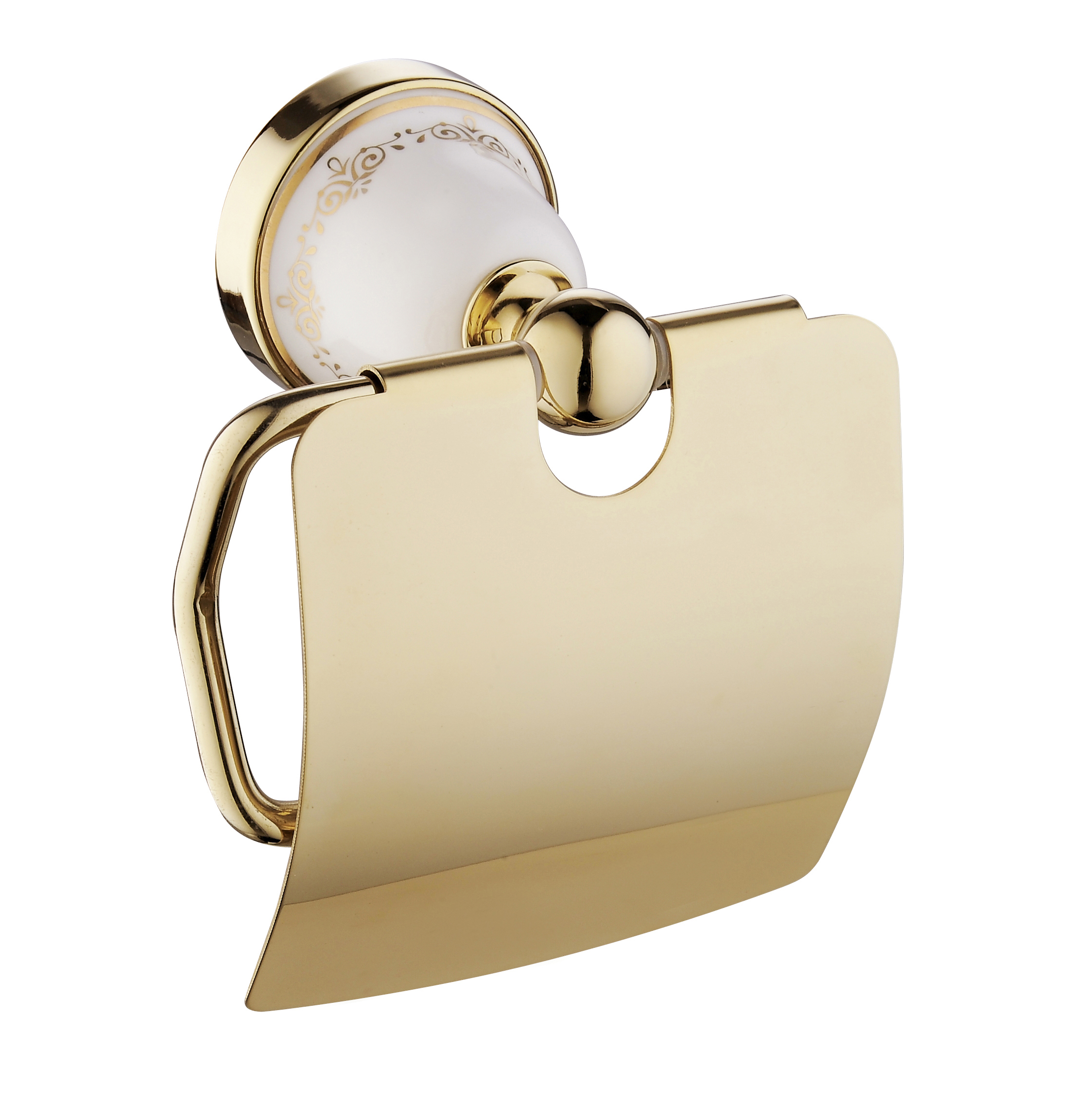 बाथरुम1806 साठी सोन्याचा मुलामा असलेले सजावटीचे नमुने सिरॅमिक मेटल वॉल माउंटेड टॉयलेट पेपर होल्डर