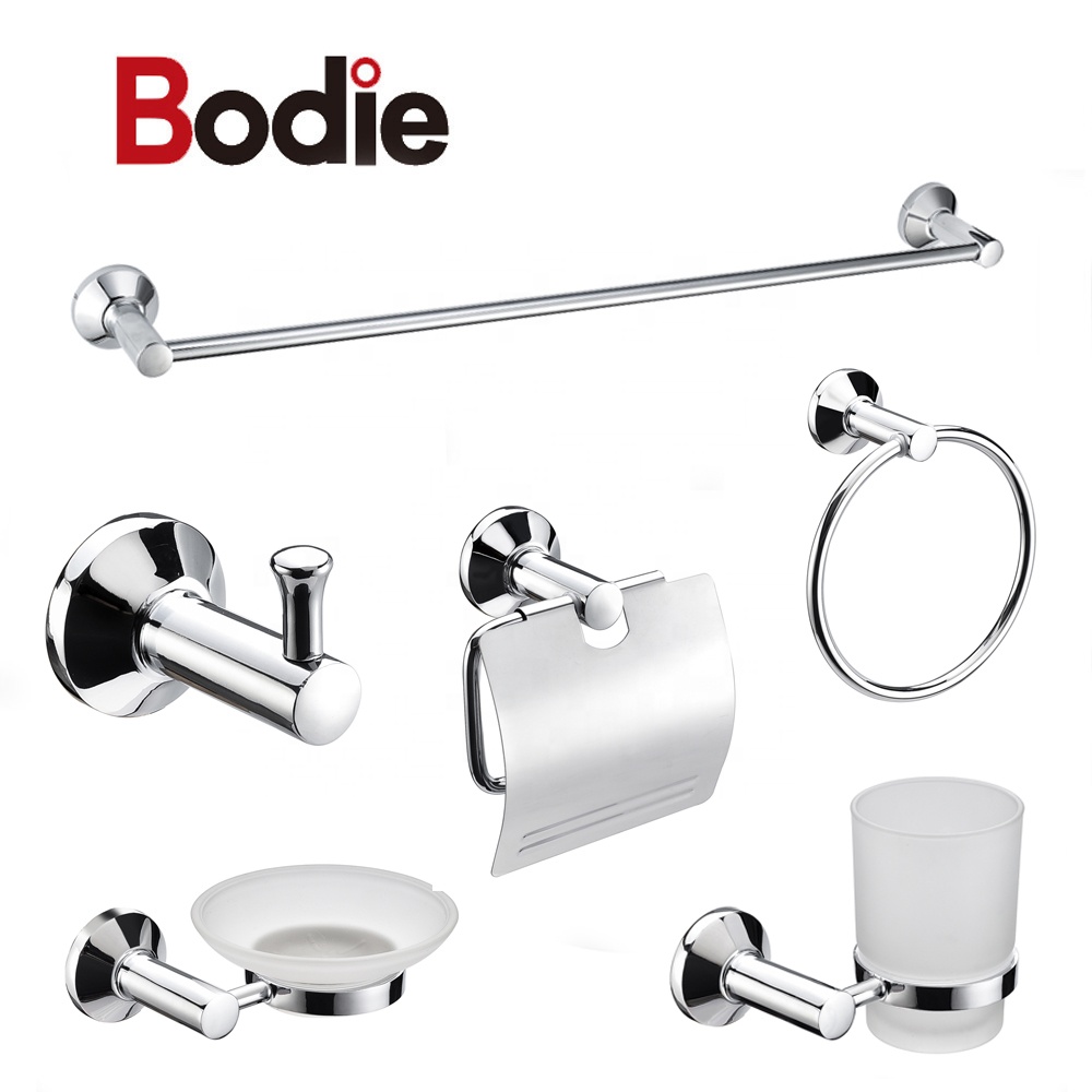 Set di accessori hardware in lega di zinco da bagno con finitura cromata a sei pezzi dal design moderno per bagno 15700